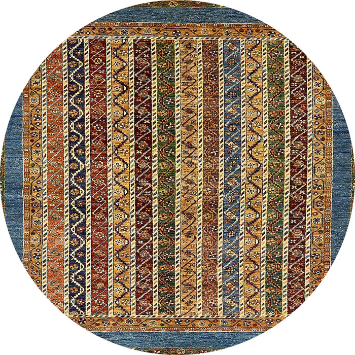 Round Machine Washable Abstract Bakers Brown Rug, wshabs548