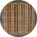 Round Machine Washable Abstract Bakers Brown Rug, wshabs548