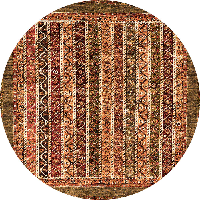 Round Machine Washable Abstract Orange Modern Area Rugs, wshabs548org