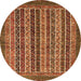 Round Machine Washable Abstract Orange Modern Area Rugs, wshabs548org