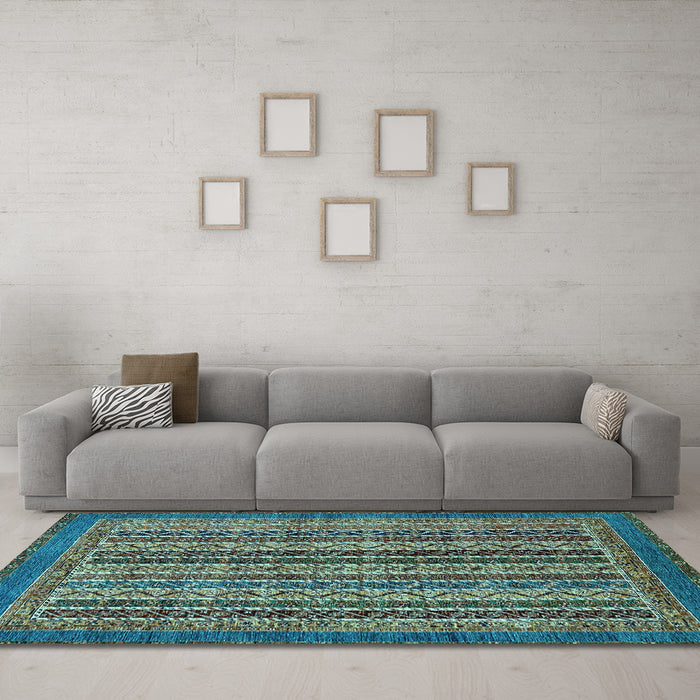 Machine Washable Abstract Light Blue Modern Rug in a Living Room, wshabs548lblu