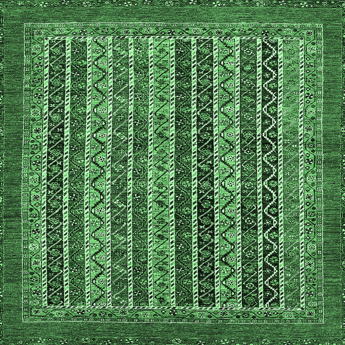 Square Machine Washable Abstract Emerald Green Modern Area Rugs, wshabs548emgrn