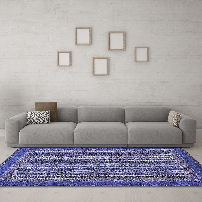 Machine Washable Abstract Blue Modern Rug in a Living Room, wshabs548blu