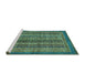 Sideview of Machine Washable Abstract Turquoise Modern Area Rugs, wshabs548turq