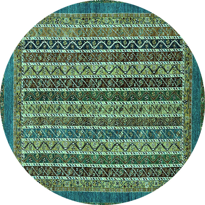 Round Machine Washable Abstract Turquoise Modern Area Rugs, wshabs548turq