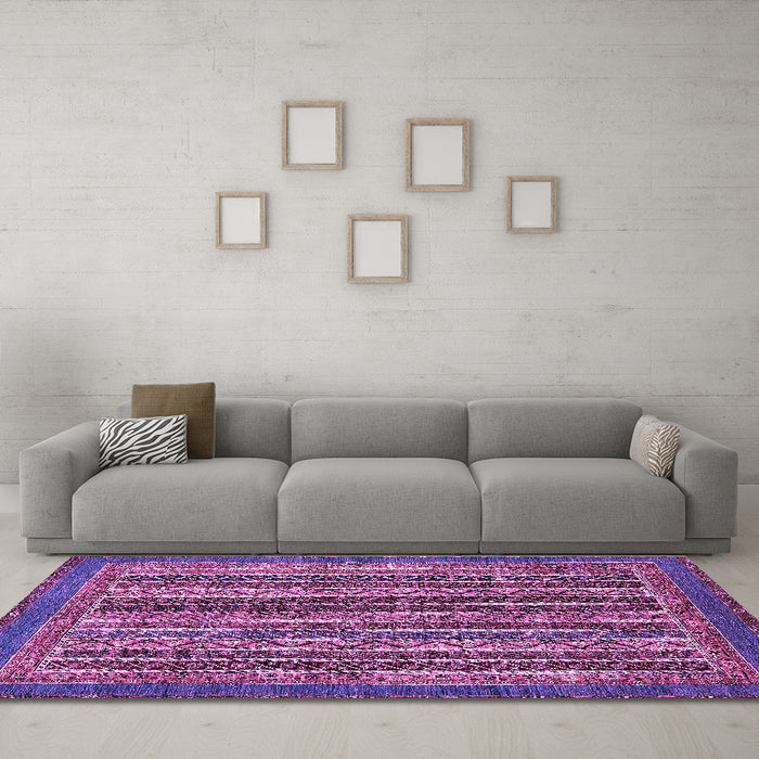 Machine Washable Abstract Purple Modern Area Rugs in a Living Room, wshabs548pur
