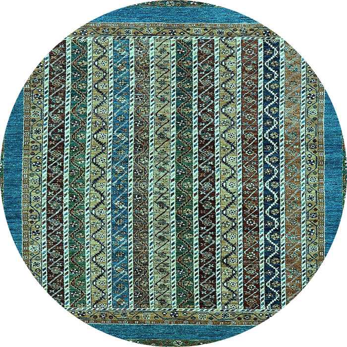 Round Machine Washable Abstract Light Blue Modern Rug, wshabs548lblu