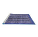 Sideview of Machine Washable Abstract Blue Modern Rug, wshabs548blu