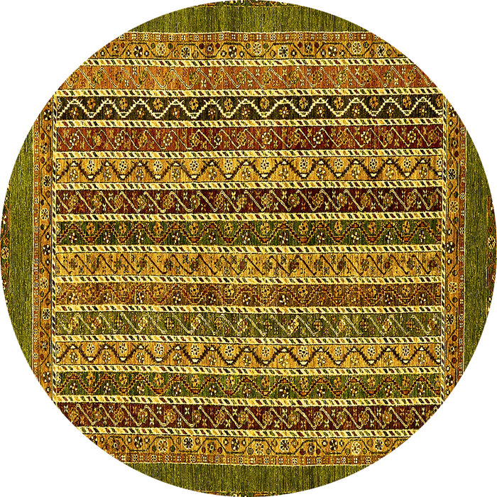 Round Machine Washable Abstract Yellow Modern Rug, wshabs548yw
