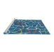 Sideview of Machine Washable Abstract Blue Rug, wshabs549