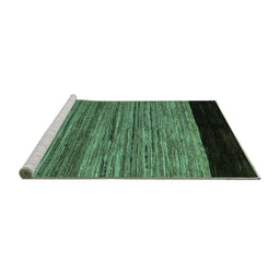 Sideview of Machine Washable Abstract Turquoise Modern Area Rugs, wshabs5490turq