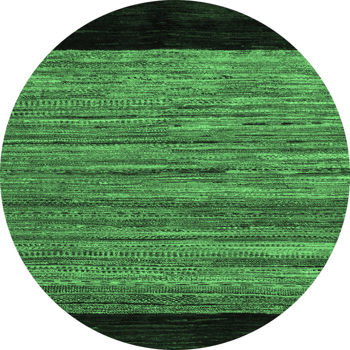 Round Machine Washable Abstract Emerald Green Modern Area Rugs, wshabs5490emgrn