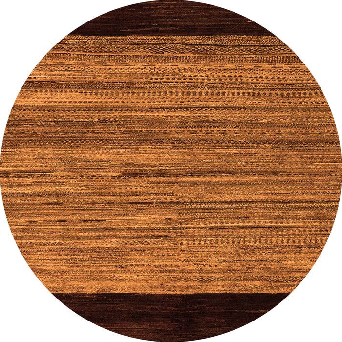 Round Machine Washable Abstract Orange Modern Area Rugs, wshabs5490org