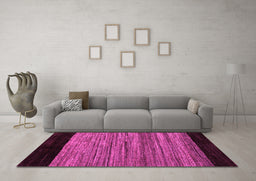 Machine Washable Abstract Pink Modern Rug in a Living Room, wshabs5490pnk