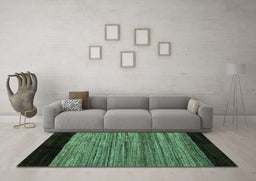 Machine Washable Abstract Turquoise Modern Area Rugs in a Living Room,, wshabs5490turq