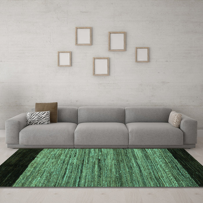 Machine Washable Abstract Turquoise Modern Area Rugs in a Living Room,, wshabs5490turq