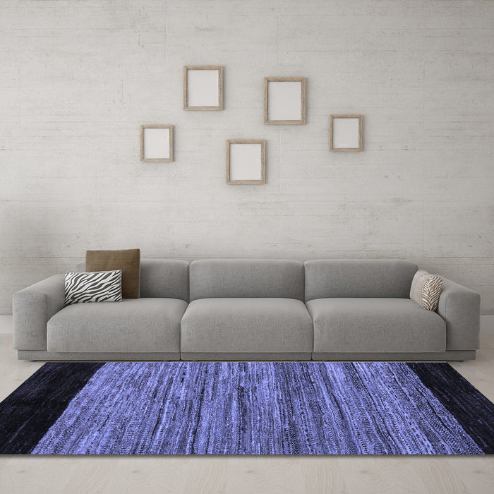 Machine Washable Abstract Blue Modern Rug in a Living Room, wshabs5490blu