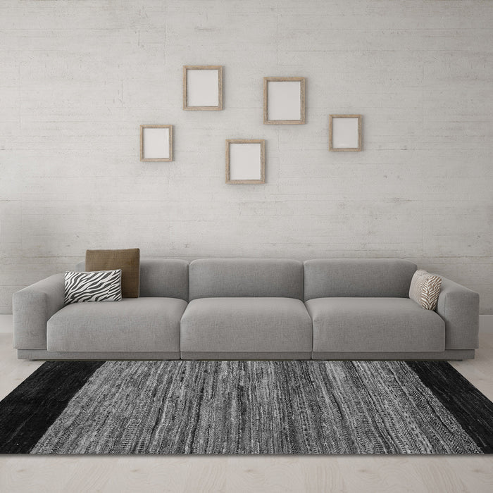 Machine Washable Abstract Gray Modern Rug in a Living Room,, wshabs5490gry