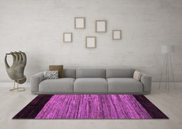 Machine Washable Abstract Purple Modern Area Rugs in a Living Room, wshabs5490pur