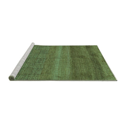 Sideview of Machine Washable Abstract Turquoise Modern Area Rugs, wshabs5491turq
