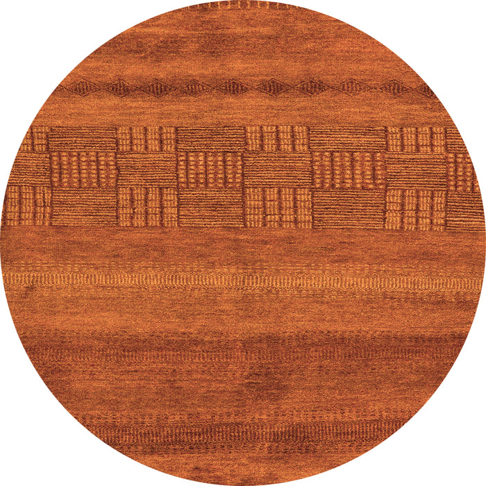 Round Machine Washable Abstract Orange Modern Area Rugs, wshabs5491org