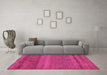 Machine Washable Abstract Pink Modern Rug in a Living Room, wshabs5491pnk