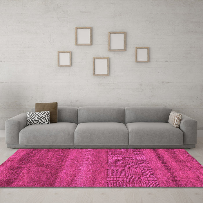 Machine Washable Abstract Pink Modern Rug in a Living Room, wshabs5491pnk