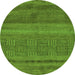 Round Machine Washable Abstract Green Modern Area Rugs, wshabs5491grn