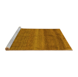 Sideview of Machine Washable Abstract Yellow Modern Rug, wshabs5491yw