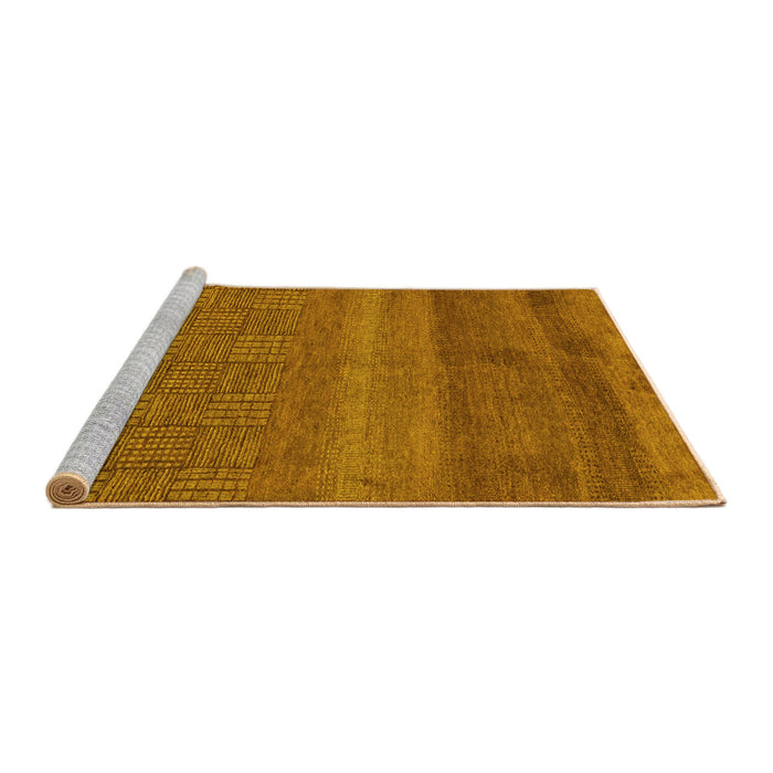 Sideview of Machine Washable Abstract Yellow Modern Rug, wshabs5491yw