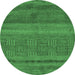 Round Abstract Emerald Green Modern Rug, abs5491emgrn