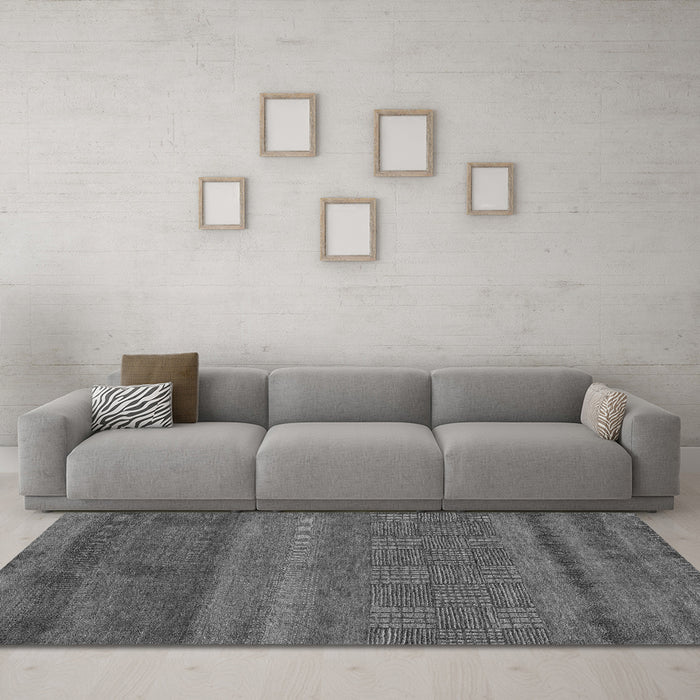 Machine Washable Abstract Gray Modern Rug in a Living Room,, wshabs5491gry