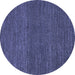 Round Abstract Blue Modern Rug, abs5492blu