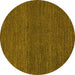 Round Abstract Yellow Modern Rug, abs5492yw