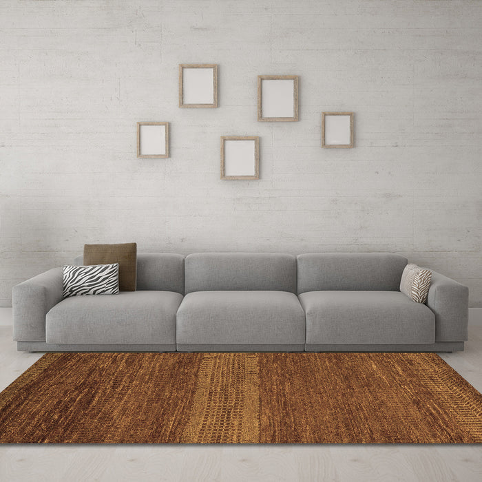 Machine Washable Abstract Brown Modern Rug in a Living Room,, wshabs5493brn