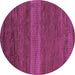 Round Machine Washable Abstract Purple Modern Area Rugs, wshabs5493pur