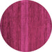 Round Machine Washable Abstract Pink Modern Rug, wshabs5493pnk