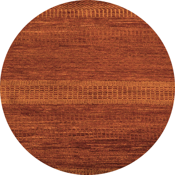 Round Machine Washable Abstract Orange Modern Area Rugs, wshabs5493org