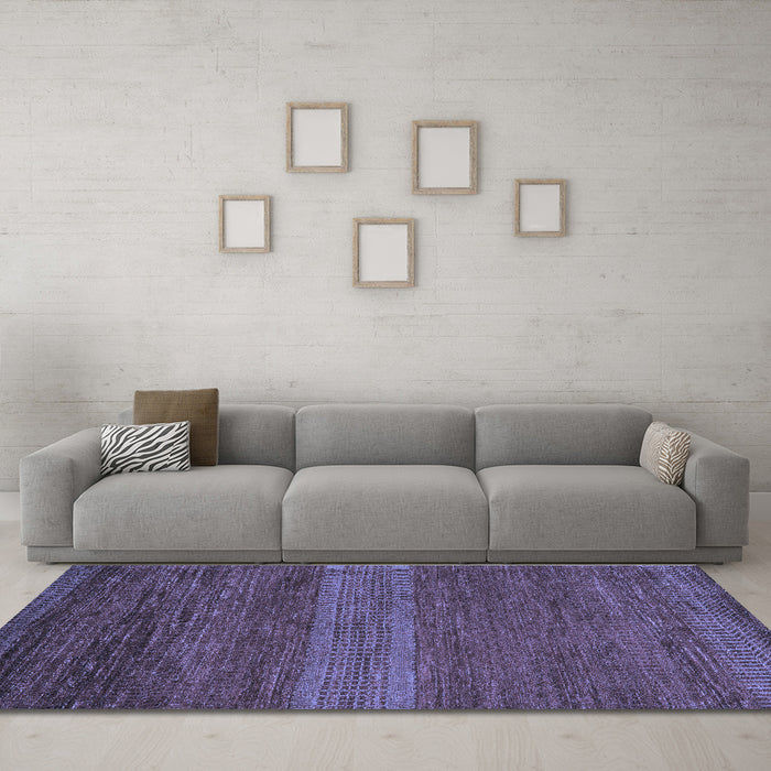 Machine Washable Abstract Blue Modern Rug in a Living Room, wshabs5493blu