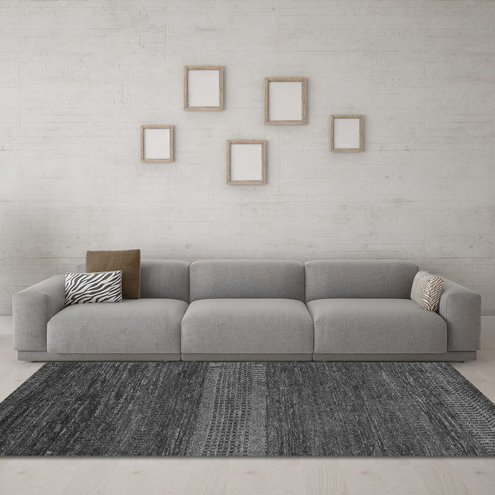 Machine Washable Abstract Gray Modern Rug in a Living Room,, wshabs5493gry