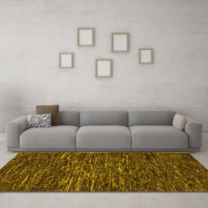Machine Washable Abstract Yellow Modern Rug in a Living Room, wshabs5494yw