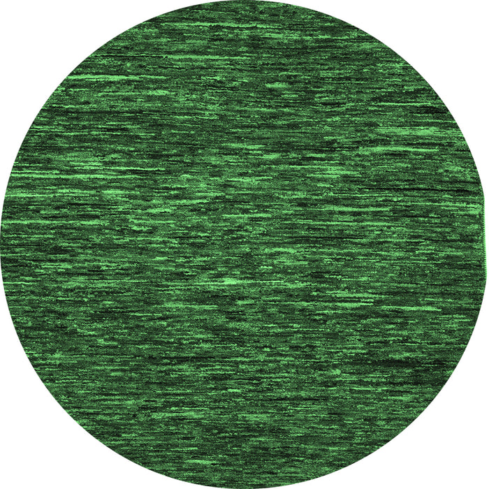 Round Machine Washable Abstract Emerald Green Modern Area Rugs, wshabs5494emgrn