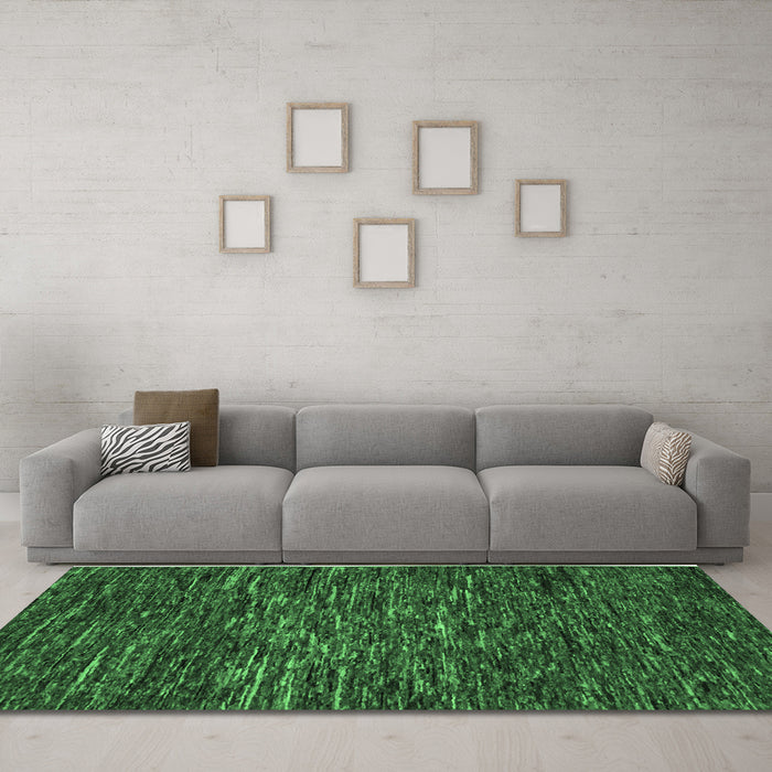 Machine Washable Abstract Emerald Green Modern Area Rugs in a Living Room,, wshabs5494emgrn