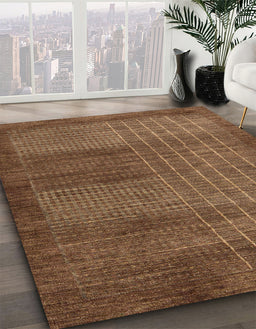 Abstract Saddle Brown Modern Rug in Family Room, abs5495