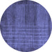 Round Machine Washable Abstract Blue Modern Rug, wshabs5495blu