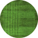 Round Machine Washable Abstract Green Modern Area Rugs, wshabs5495grn