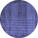 Round Abstract Blue Modern Rug, abs5495blu