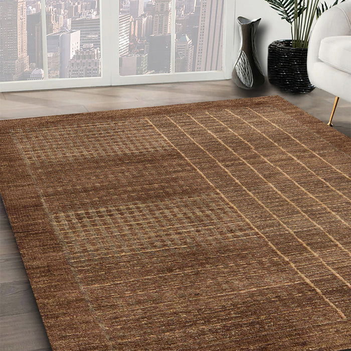 Machine Washable Abstract Saddle Brown Rug in a Family Room, wshabs5495