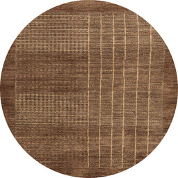 Round Machine Washable Abstract Saddle Brown Rug, wshabs5495