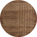 Round Machine Washable Abstract Saddle Brown Rug, wshabs5495